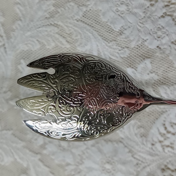 Vintage Silverplate Tongs Ornate Scissor Style Salad Servers - Picture 2 of 9